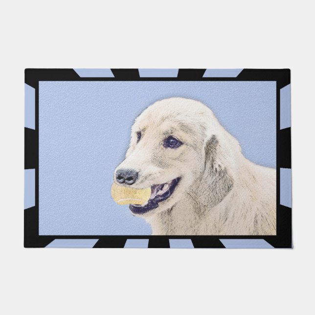 Golden Retriever with Tennis Ball Painting Dog Art Doormat (Front)