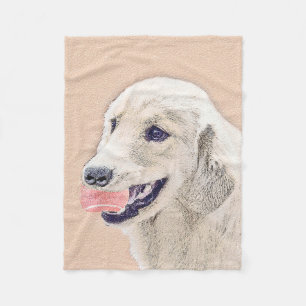 Golden Retriever with Tennis Ball Painting Dog Art Fleece Blanket