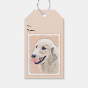 Golden Retriever with Tennis Ball Painting Dog Art Gift Tags