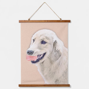 Golden Retriever with Tennis Ball Painting Dog Art Hanging Tapestry