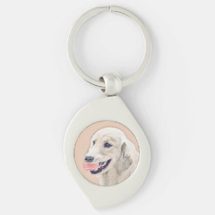 Golden Retriever with Tennis Ball Painting Dog Art Keychain