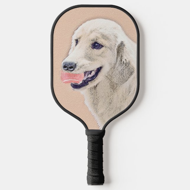 Golden Retriever with Tennis Ball Painting Dog Art Pickleball Paddle (Front)