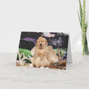 Golden Retriever World is Your Oyster Congrats Card