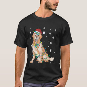 Golden Retriever Wrapped In Christmas Lights Dog  T-Shirt