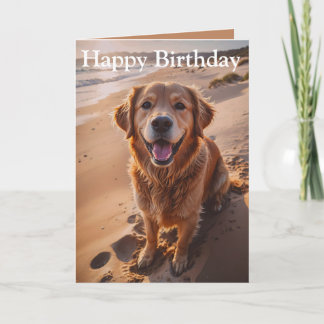 Golden Retriever's Beach Day Card
