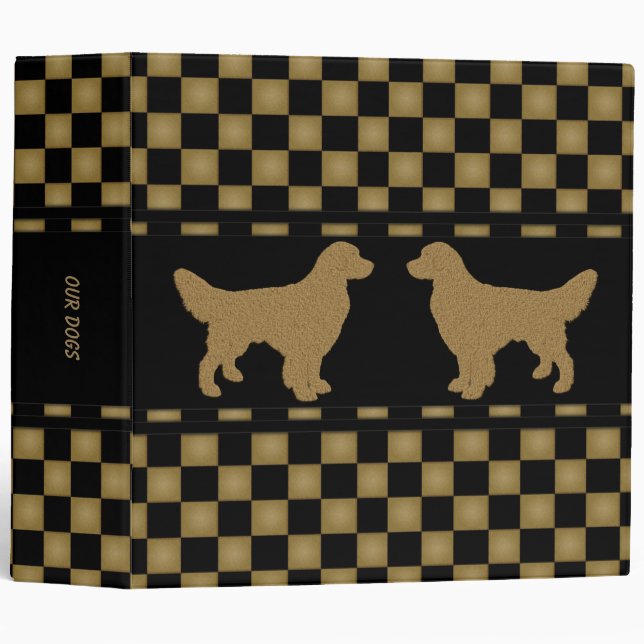 Golden Retrievers Chequered Personalized Binder (Front/Spine)
