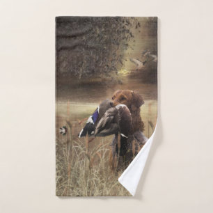 Golden Retrievers , duck hunting Tapestry Poster C Bath Towel Set