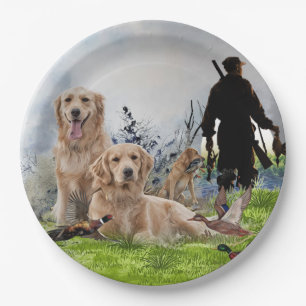  Golden Retrievers - Excellent hunting dogs   Paper Plate