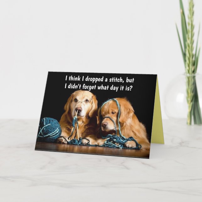 Golden Retrievers Funny Birthday Stitches Card (Front)