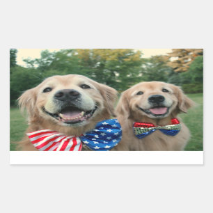 Golden Retrievers in Bow Ties Independence Day Sticker