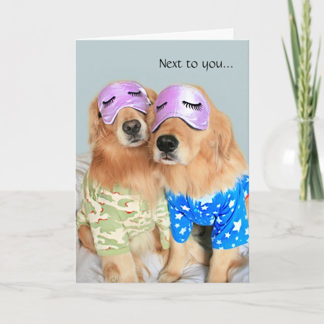 Golden Retrievers in Pyjamas Happy Anniversary  Card (Front)