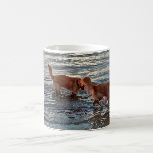 Golden Retrievers in the Sunset Sea Coffee Mug (Center)