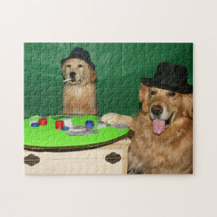 Golden Retrievers Playing Poker Jigsaw Puzzle