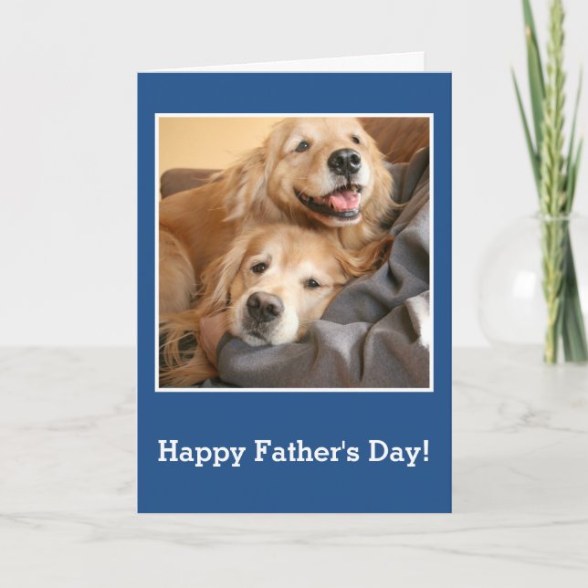 Golden Retrievers Snuggling With Dad Father's Day Card (Front)