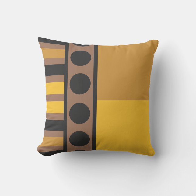 Golden Retro Grid Throw Pillow (Front)