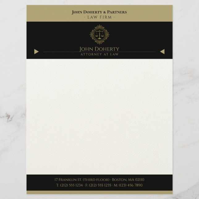 Golden Retro Scales of Justice | Professional Letterhead (Front)