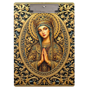 Golden Reverence Virgin Mary Clipboard