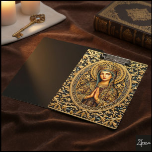 Golden Reverence Virgin Mary Clipboard