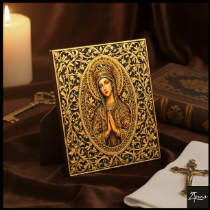 Golden Reverence Virgin Mary Plaque