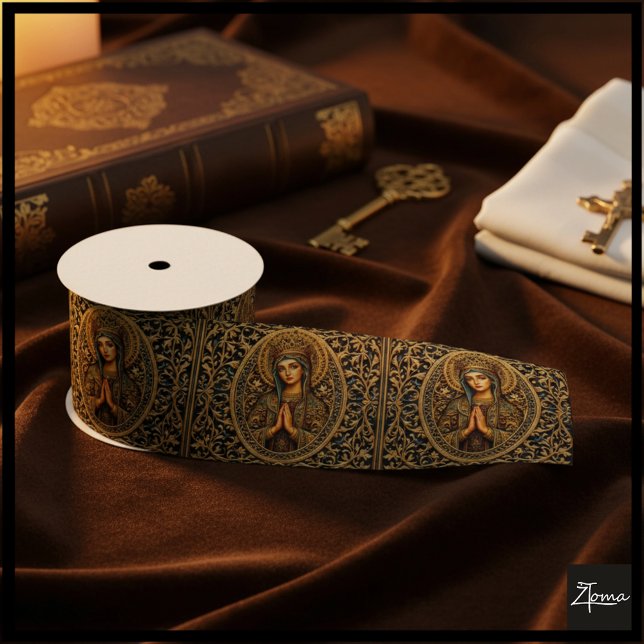 Golden Reverence Virgin Mary Satin Ribbon (Creator Uploaded)