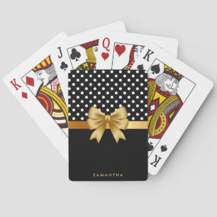Golden Ribbon and Polka Dots Playing Cards