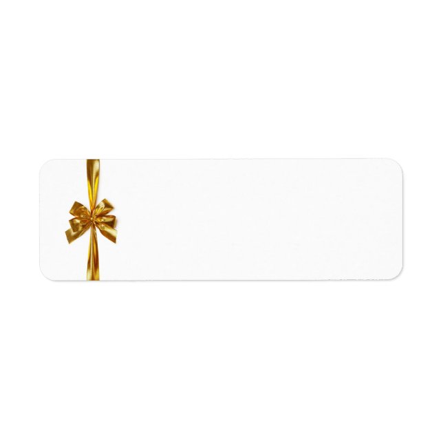 Golden Ribbon With Bow On White Background (Front)