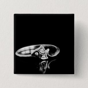 Golden ring 2 inch square button