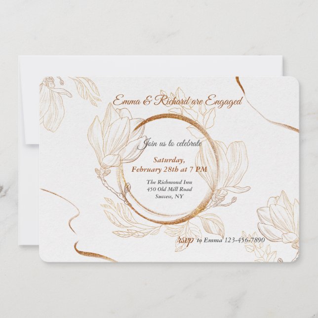 Golden Ring Engagement Party Invitation (Front)