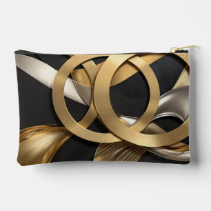 Golden Rings Abstract Art – Modern Luxury Design Accessory Pouch
