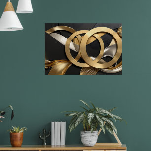 Golden Rings Abstract Art – Modern Luxury Design Poster