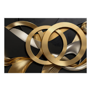 Golden Rings Abstract Art – Modern Luxury Design Poster