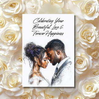 "Golden Rings & Blooms" Personalized Wedding Card