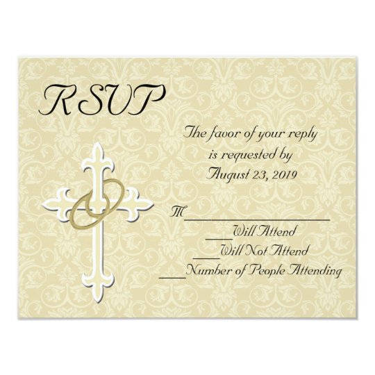 Golden Rings Christian Wedding RSVP Card