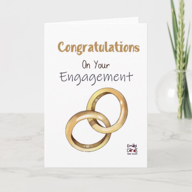 Golden Rings Engagement Card (Front)