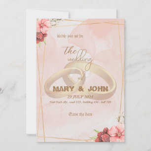 Golden Rings & Floral Elegance - Chic invitation 