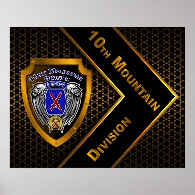 Golden “Rock of the Marne” 10th Mountain Division Poster (Front)