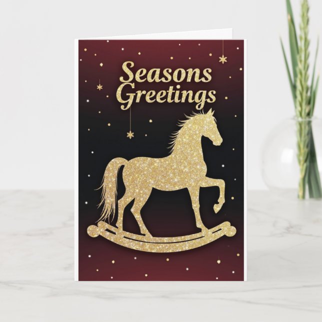 Golden Rocking Horse – Holiday Card (Front)