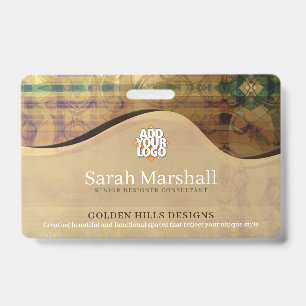 Golden Rolling Hills Name Tag Badge