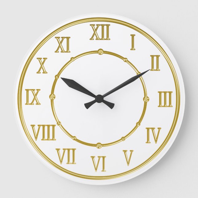 Golden Roman Numeral Kitchen Wall Clocks (Front)
