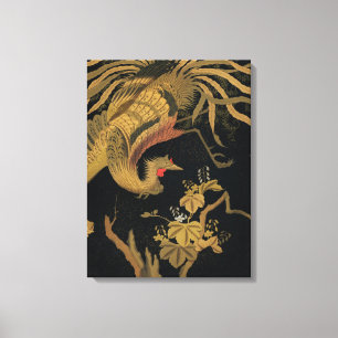 Golden Rooster Bird Japanese Classic Antique Canvas Print
