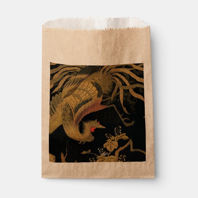 Golden Rooster Bird Japanese Classic Antique Favour Bag (Front)