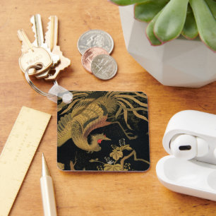 Golden Rooster Bird Japanese Classic Antique Keychain