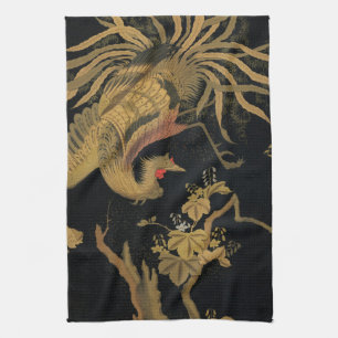 Golden Rooster Bird Japanese Classic Antique Kitchen Towel