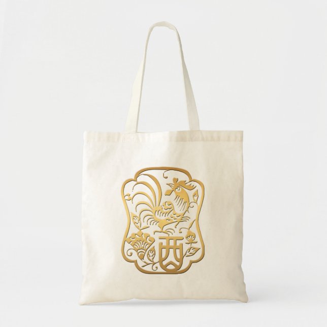 Golden Rooster Year 2017 white tote bag (Front)