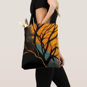 Golden Roots and Twilight Tree Tote Bag