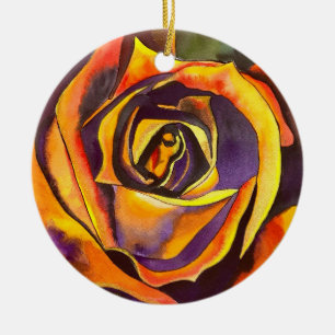 Golden Rose Art Ceramic Ornament
