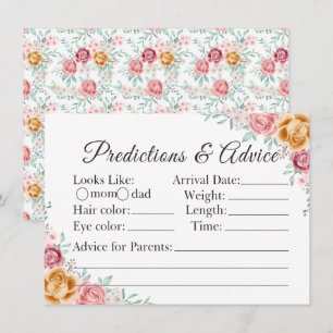 Golden Rose Baby Shower Predictions & Advice Card