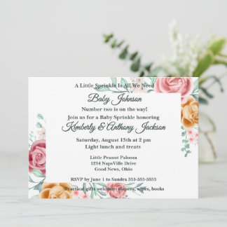 Golden Rose Baby Sprinkle Invitation
