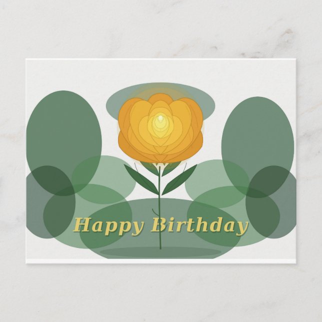 Golden rose birthday postcard (Front)