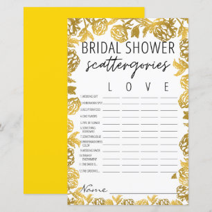 Golden Rose Bridal Shower Scattergories Game 